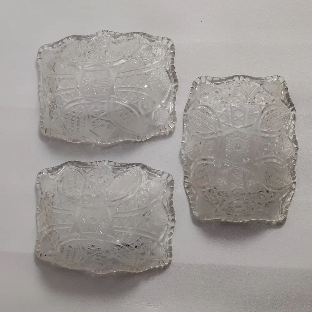 Indiana Glass Paneled Daisy Fruit Clear Pressed Glass Rectangle Dish 4x3 - (3)